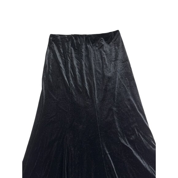 Black Velvet Maxi Mermaid Skirt Size M Back Zipper Belt Loops Shein Whimsygoth W - Picture 2 of 9